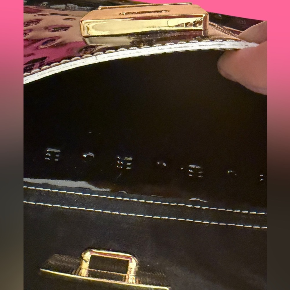 Arcadia Glossy Black Embossed Crossbody Bag - Picture 10 of 10